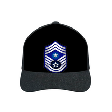 Load image into Gallery viewer, USAF - Command Chief Master Sergeant (E9) Adult Denim Black Baseball Hat
