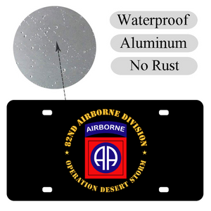 [Made in USA] Custom Aluminum Automotive License Plate 12" x 6" - Army - 82nd Airborne Division - Operation Desert Storm