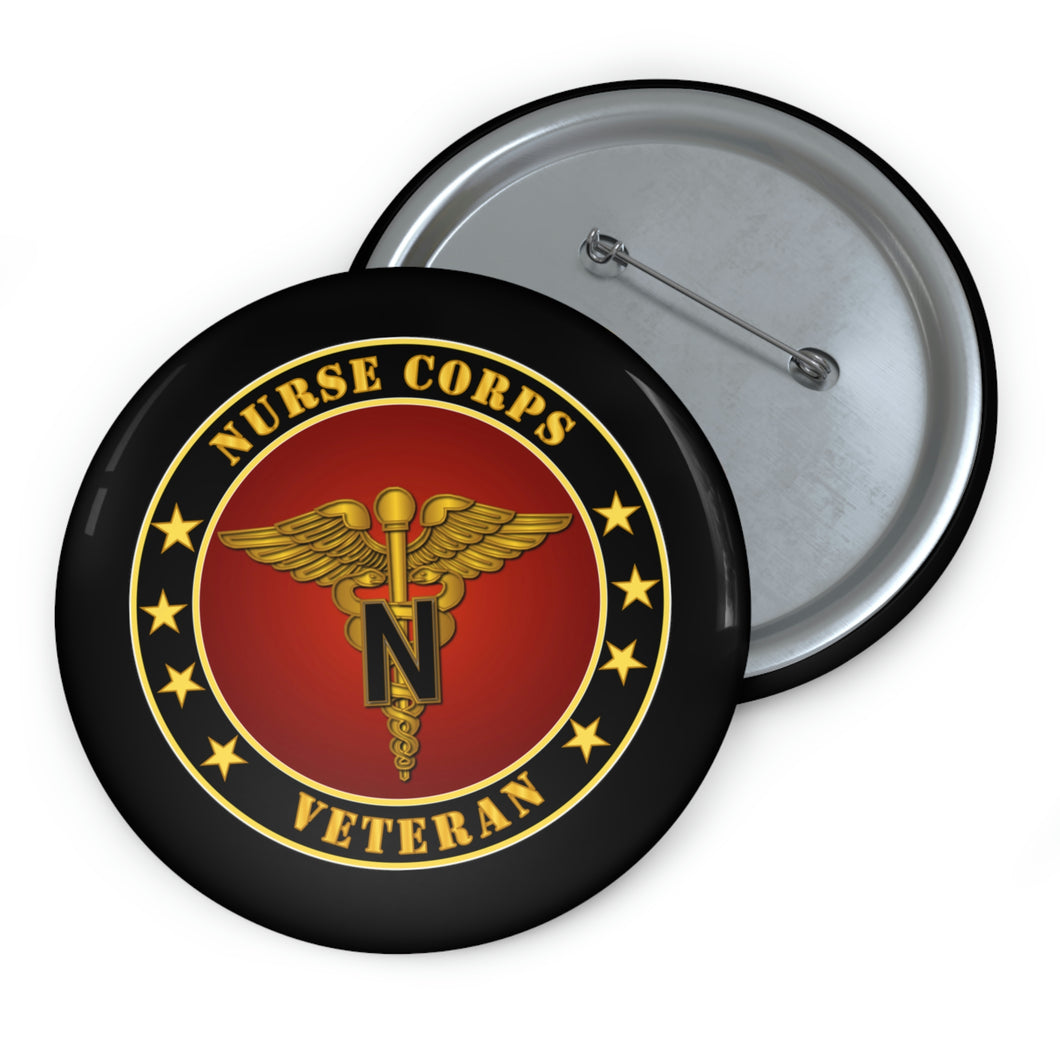 Custom Pin Buttons - Army - Nurse Corps Veteran