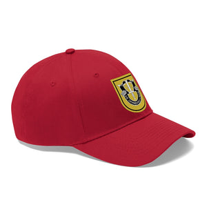 Unisex Twill Hat - 1st Special Forces Group (SFG) (Airborne) Flash with Crest - Direct to Garment (DTG) - Printed