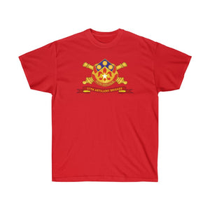 Unisex Ultra Cotton Tee - Army - 57th Artillery Brigade - Distinctive Unit Insignia (DUI) with Artillery Branch and Ribbon - American Patriot