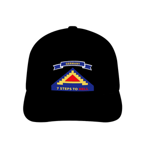 7th US Army - 7 Steps to Hell with Germany Tab AOP - Unisex Adjustable Curved Bill Baseball Hat