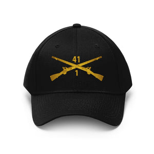 Unisex Twill Hat - 1st Battalion, 41st Infantry Regiment with Infantry Branch without Text - Direct to Garment (DTG) - Printed