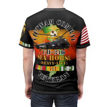 Load image into Gallery viewer, Unisex AOP Tee - USMC - Vietnam Combat Veteran - UH-34D Sea Horse with Vietnam Service Ribbon
