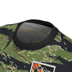 All Over Printing - Army -5th Special Forces Group (Airborne) - Vietnam Veteran - Military Tiger Stripe Jungle Camouflage Shirt