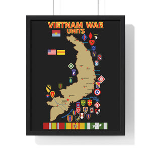 Premium Framed Vertical Poster - Map - Vietnam Units - 3 wo DS - Black