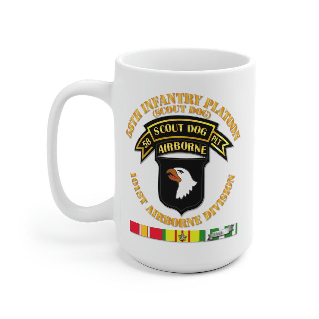 White Ceramic Mug - Army - 58th Infantry Platoon - Scout Dog - w VN SVC