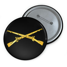 Load image into Gallery viewer, Custom Pin Buttons - Army - Infantry Branch - Crossed Rifles
