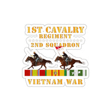 Load image into Gallery viewer, Die-Cut Stickers - 2nd Squadron, 1st Cavalry Regiment - Vietnam War with 2 Cavalry Riders and Vietnam Service Ribbons
