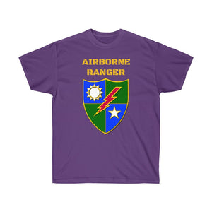 Unisex Ultra Cotton Tee - Airborne Ranger with Crest - Airborne Infantry - Mass Tactical Airborne Operation with Ranger Infantry Branch