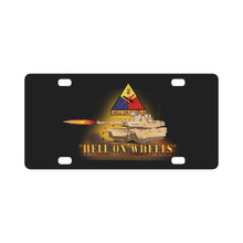 Load image into Gallery viewer, Army - 2nd Armored Division - M1A1 Tank - Hell on Wheels w Fire X 300 Classic License Plate
