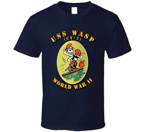 Navy - USS Wasp, (CV-7) World War II with Text - T Shirt, Premium and Hoodie