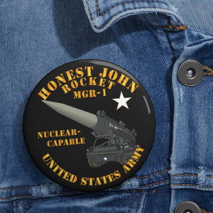 Custom Pin Buttons - Army - Artillery - Honest John Rocket - MGR1