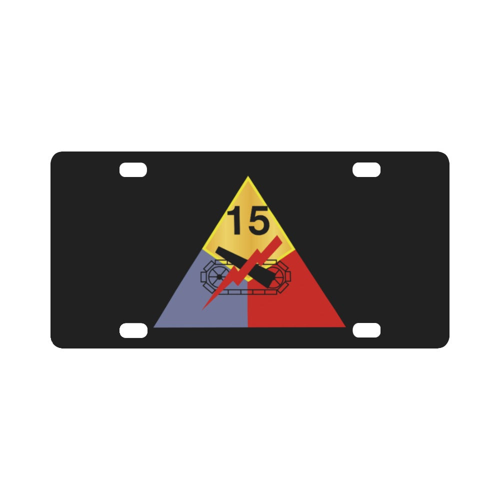 Army - 15th Armored Division wo Txt Classic License Plate