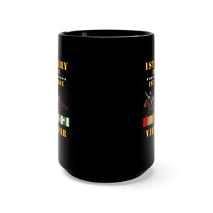 Black Mug 15oz - Army - 1st Squadron, 1st Cavalry Regiment - Vietnam War wt 2 Cav Riders and VN SVC X300