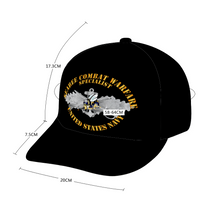 Load image into Gallery viewer, Seabee Combat Warfare Spec Badge - EM w Color Bee w Txt - Adult Adjustable Classic Baseball Cap
