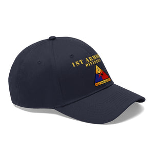 Unisex Twill Hat - 1st Armored Division - Shoulder Sleeve Insignia (SSI) without Text - Direct to Garment (DTG) Printed