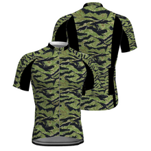 Load image into Gallery viewer, Tiger Stripe Jungle Camo All Over Print Men&#39;s Cycling Shirt Custom Activewear Cycling Top
