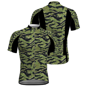 Tiger Stripe Jungle Camo All Over Print Men's Cycling Shirt Custom Activewear Cycling Top