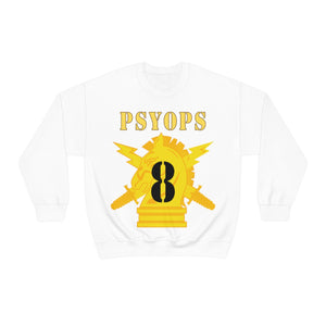 Unisex Heavy Blend Crewneck Sweatshirt - Army - PSYOPS w Branch Insignia - 8th Battalion Numeral - Line X 300 - Hat