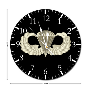 Airborne Clock - [Made in USA] White Pointers 12" Custom Round Non-ticking Wooden Wall Clock