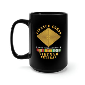 Black Mug 15oz - Army - Finance Corps - Vietnam Vet w VN SVC X300