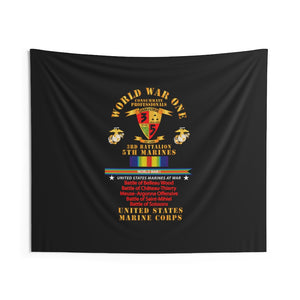 Indoor Wall Tapestries - USMC - WWI  - 3rd Bn, 5th Marines - w  WWI Ribbon - Streamer