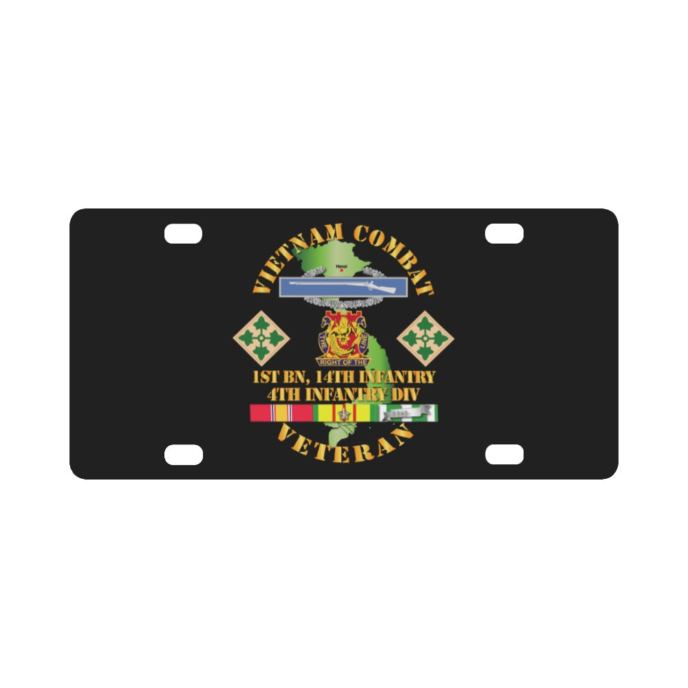 Army - Vietnam Combat Infantry Veteran w 1st Bn 14th Inf - 4th ID SSI Classic License Plate