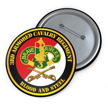 Load image into Gallery viewer, Custom Pin Buttons - Army - 3rd Armored Cavalry Regiment DUI - Red White - Blood and Steel
