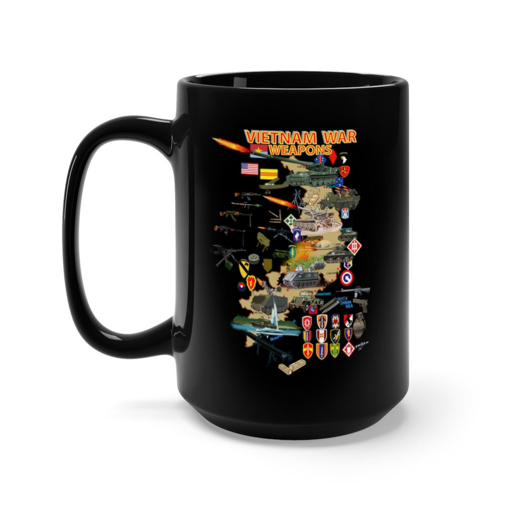 Black Mug 15oz - Map - Vietnam Units -with Wpns - Equipment