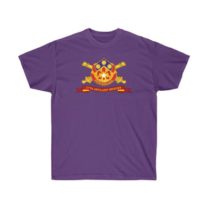 Unisex Ultra Cotton Tee - Army - 57th Artillery Brigade - Distinctive Unit Insignia (DUI) and Shoulder Patch  (SSI) with Artillery Branch and Ribbon