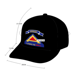 7th US Army - 7 Steps to Hell with Germany Tab AOP - Unisex Adjustable Curved Bill Baseball Hat