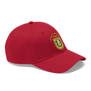 Unisex Twill Hat - 1st Special Forces Group (SFG) (Airborne) Flash with Crest with Text - Direct to Garment (DTG) - Printed