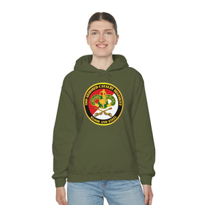 Unisex Heavy Blend Hooded Sweatshirt - Army - 3rd Armored Cavalry Regiment DUI - Red White - Blood and Steel