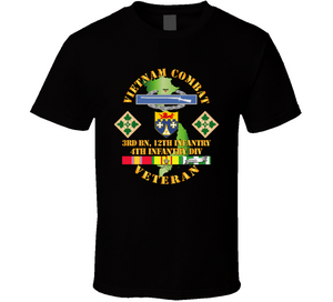 Army - Vietnam Combat Infantry Veteran w 3rd Bn 12th Inf - 4th ID SSI - T-Shirt