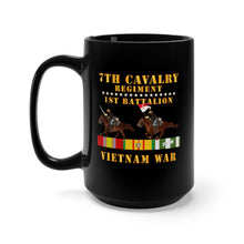 Load image into Gallery viewer, Black Mug 15oz - Army - 1st Battalion,  7th Cavalry Regiment - Vietnam War wt 2 Cav Riders and VN SVC X300
