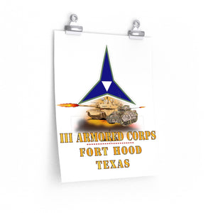 Premium Matte vertical posters - Army - III Armored Corps - M1A1 - M2 Bradely Firing - Fort Hood Texas X 300