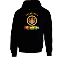 Load image into Gallery viewer, USS America (CV-66) - Vietnam Vet with Vietnam Service Ribbons Classic, Hoodie, and Long Sleeve
