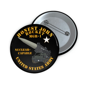 Custom Pin Buttons - Army - Artillery - Honest John Rocket - MGR1