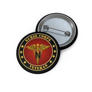 Custom Pin Buttons - Army - Nurse Corps Veteran