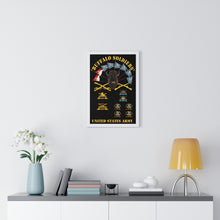 Load image into Gallery viewer, Premium Framed Vertical Poster - Buffalo Soldiers - Infantry - Cavalry Guidons with Buffalo Head  and Unit Crests - US Army
