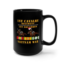 Load image into Gallery viewer, Black Mug 15oz - Army - 1st Squadron, 1st Cavalry Regiment - Vietnam War wt 2 Cav Riders and VN SVC X300
