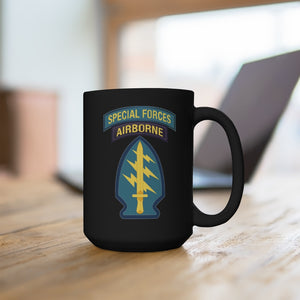 Black Mug 15oz - Army - Special Forces Group - FLAT wo Txt