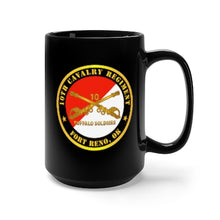 Load image into Gallery viewer, Black Mug 15oz - Army - 10th Cavalry Regiment - Fort Reno, OK - Buffalo Soldiers w Cav Branch
