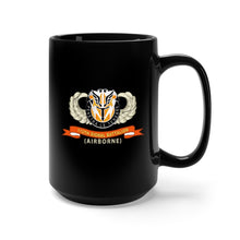 Load image into Gallery viewer, Black Coffee Mug 15oz - Army - 112th Signal Battalion w Airborne Badge - DUI -  Ribbon X 300
