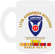 Load image into Gallery viewer, Army - 11th Airborne Division - Battle of Leyte - World War II with Pacific Service Ribbons - Mug
