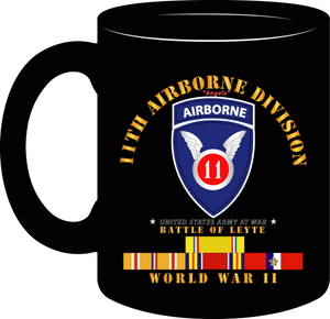 Army - 11th Airborne Division - Battle of Leyte - World War II with Pacific Service Ribbons - Mug