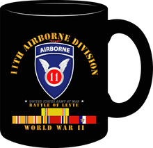 Load image into Gallery viewer, Army - 11th Airborne Division - Battle of Leyte - World War II with Pacific Service Ribbons - Mug
