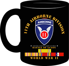 Load image into Gallery viewer, Army - 11th Airborne Division - Battle of Luzon - World War II with Pacific Service Ribbons - Mug
