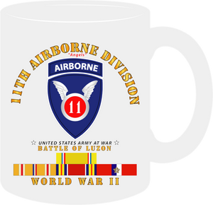 Army - 11th Airborne Division - Battle of Luzon - World War II with Pacific Service Ribbons - Mug
